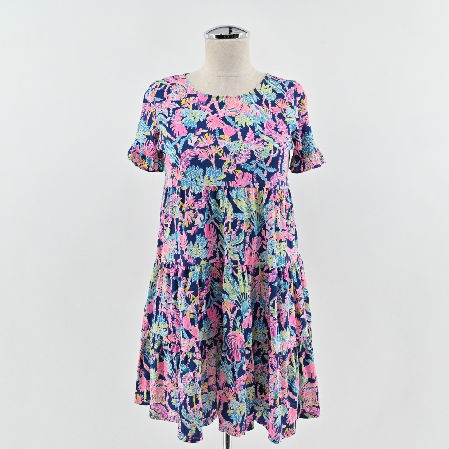 Lilly Pulitzer Girls Jodie Dress Size XL Seen and Herd Short Sleeve Swing Tiered