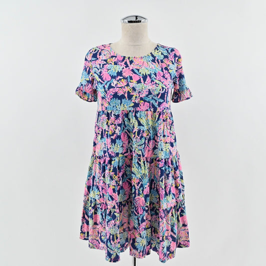 Lilly Pulitzer Girls Jodie Dress Size XL Seen and Herd Short Sleeve Swing Tiered