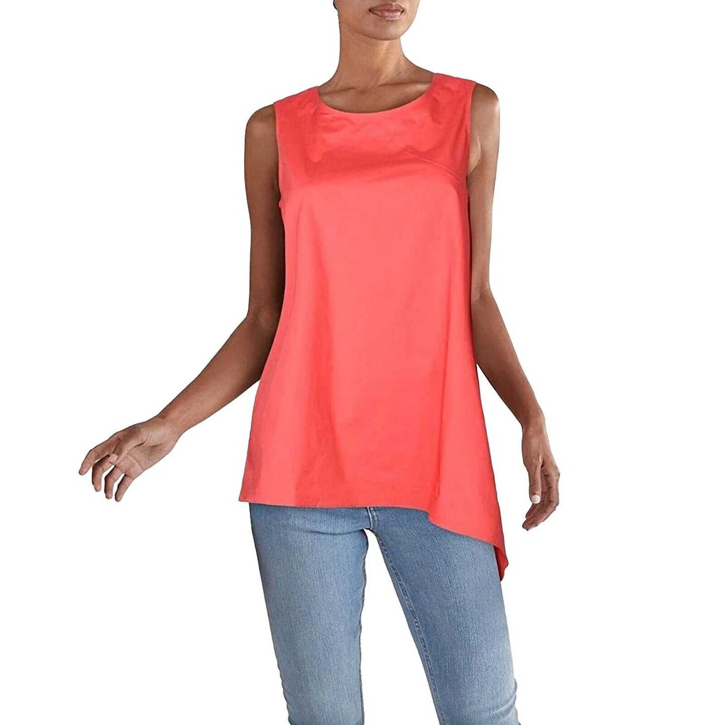 ALFANI Top Womens Size L Cranberry Spice Pink Sleeveless Asymmetrical Tunic NEW