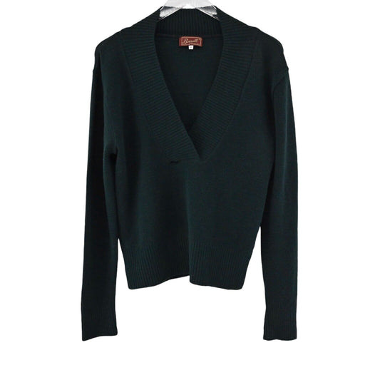 BERRETTI Sweater Womens Size M Wool Blend Dark Green V Neck Knit Italy Preppy