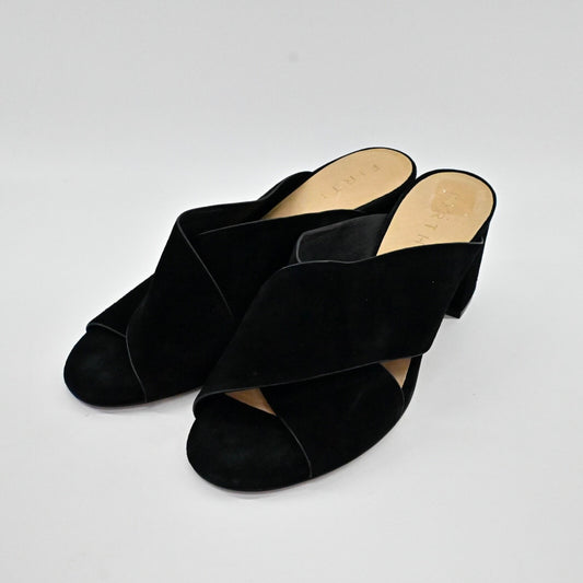 FIRTH Womens Suede Sandals Size 10 Black Criss Cross Strap Block Heel Slip On