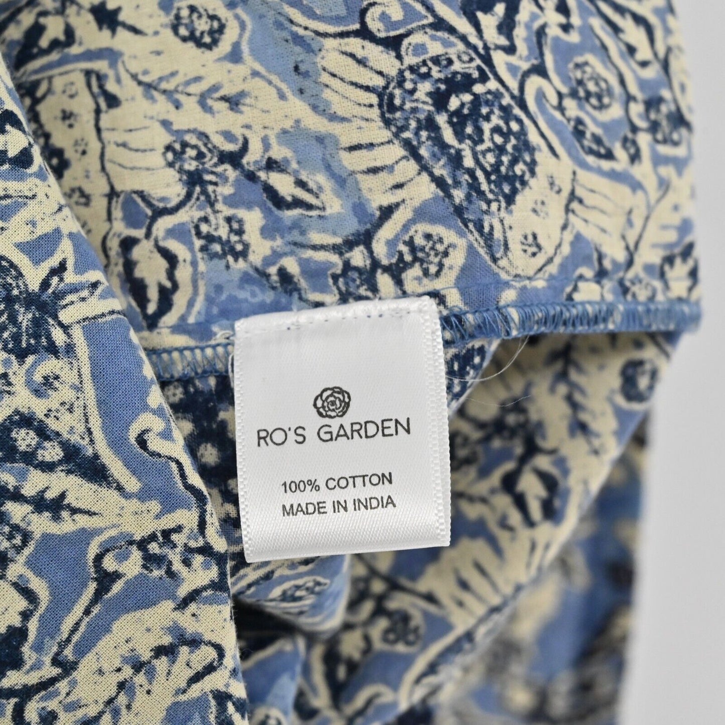 TUCKERNUCK Dress Womens Size S Ros Garden Floral Print Blue Embroidered Cotton