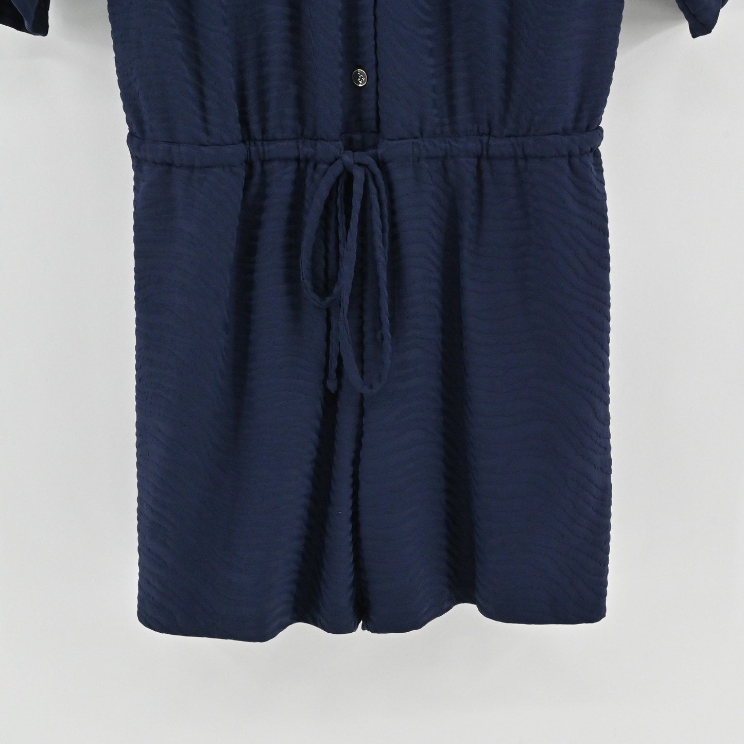 J McLaughlin Womens Westport Navy Raffia Jacquard Romper Size M Drawstring Waist