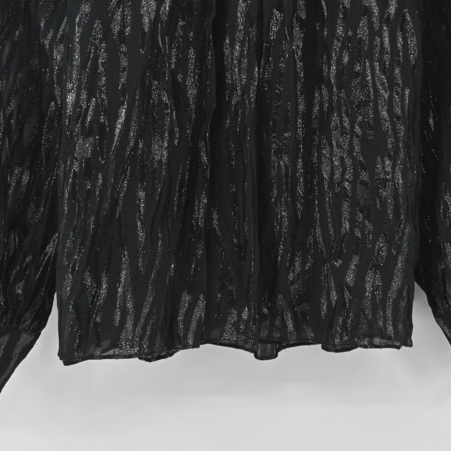 Rebecca Taylor Silk Metallic Top Womens Size 4 Black Safari Ruffle Vamp Glam