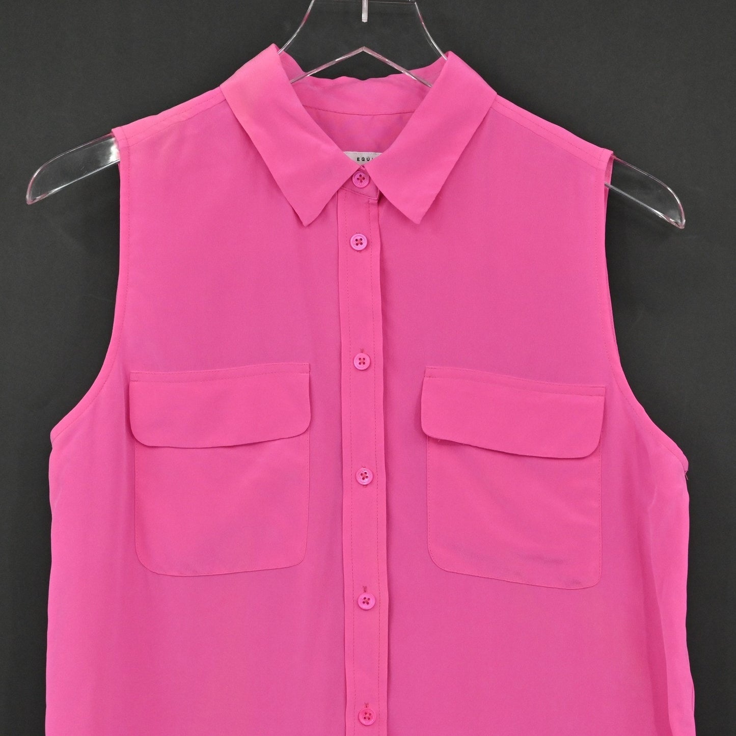 Equipment Womens Pink Silk Sleeveless Top Size S Bright Button Dopamine Elegant
