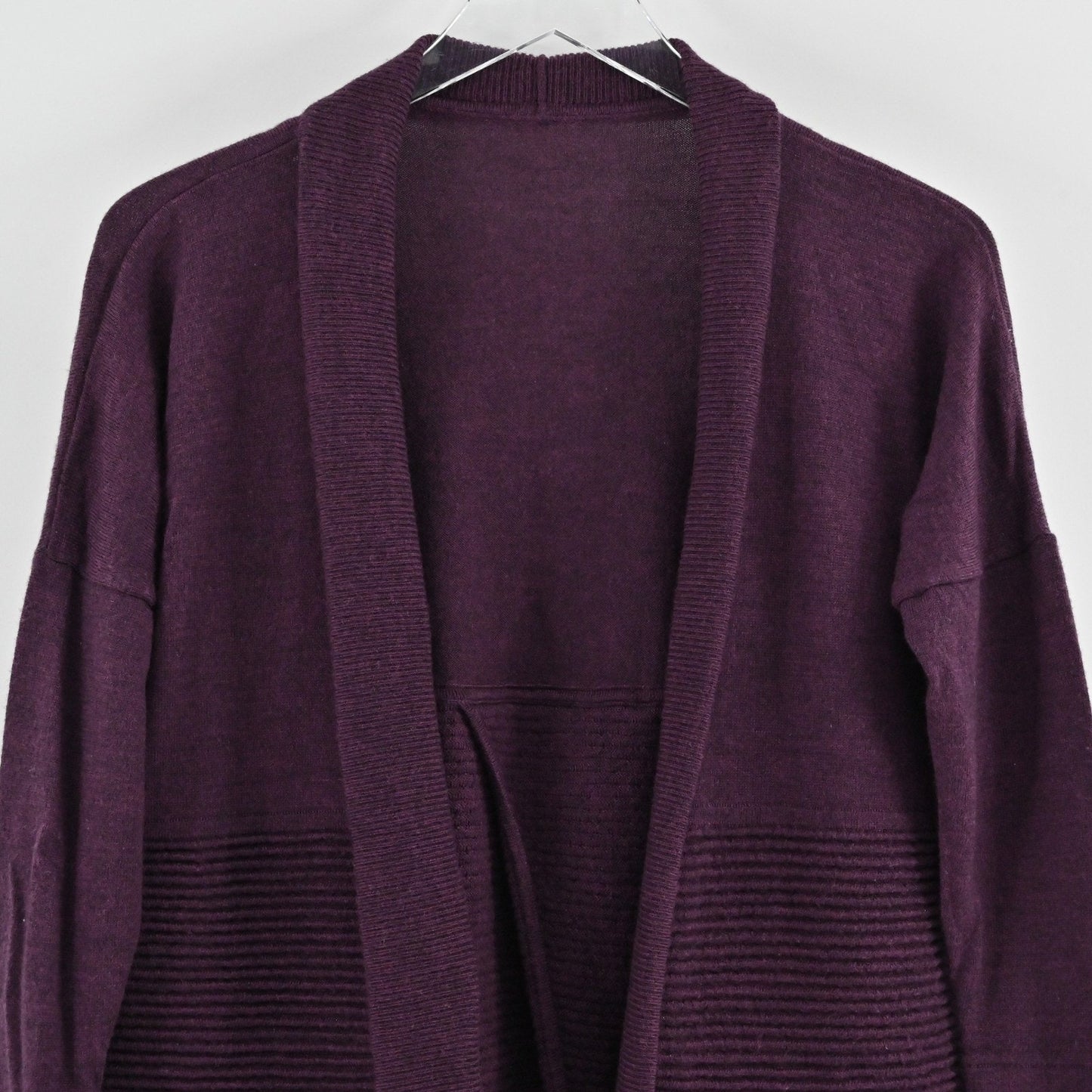 Lululemon Womens Sit In Lotus Wrap II Cardigan Size 10 Heathered Plum Ribbed