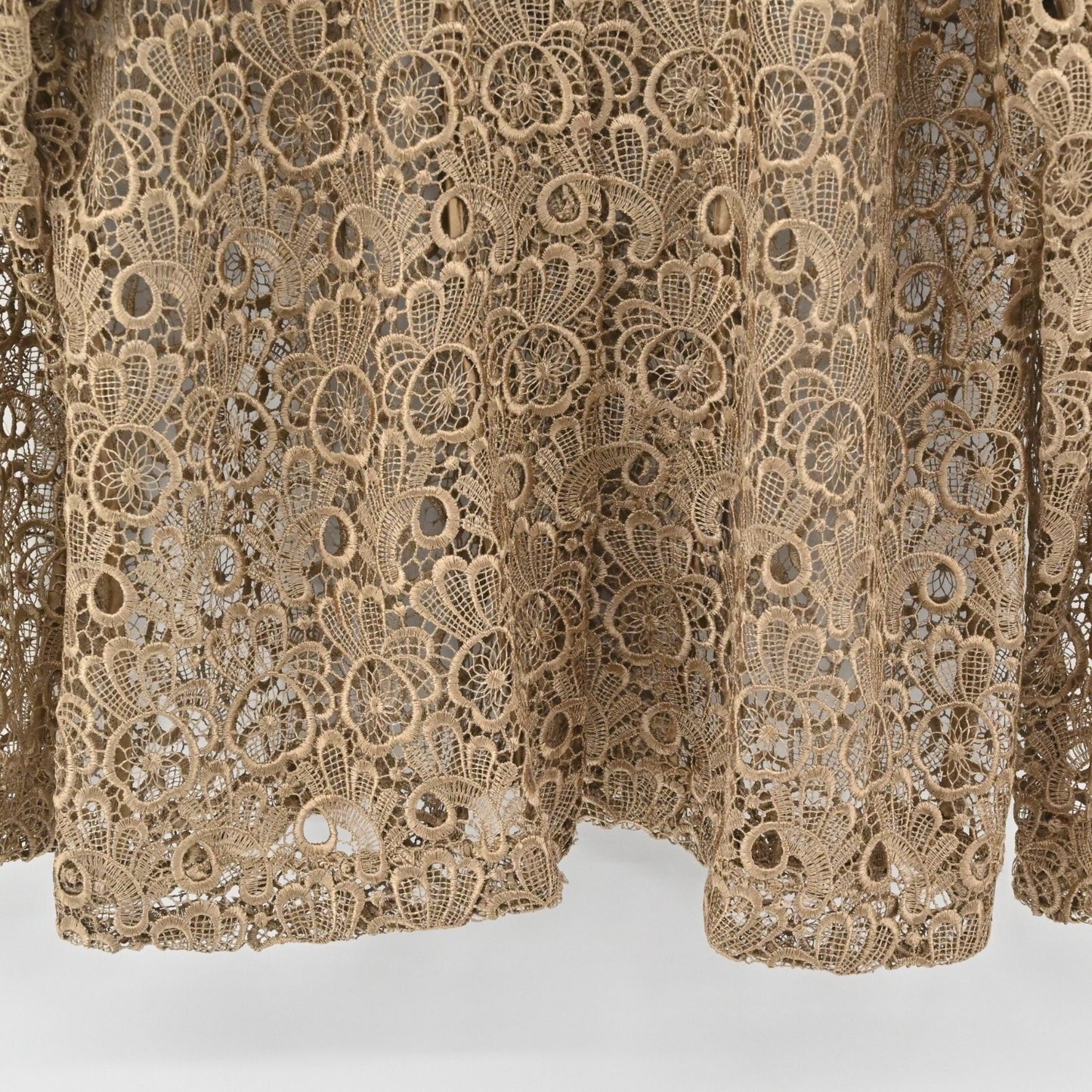 CHICHOS Womens Crochet Jacket Size 3 / XL Tan Lace Floral Blazer Dainty Feminine