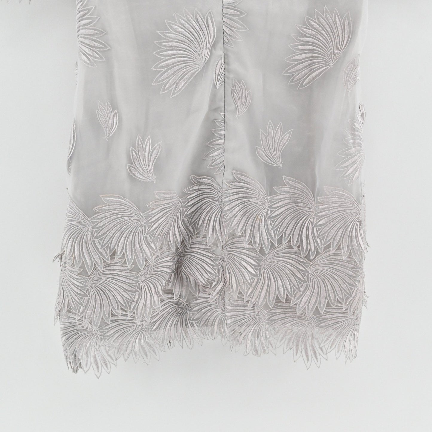 Yoana Baraschi Cocktail Dress Size 8 Gray Sheer Overlay Floral Embroidered