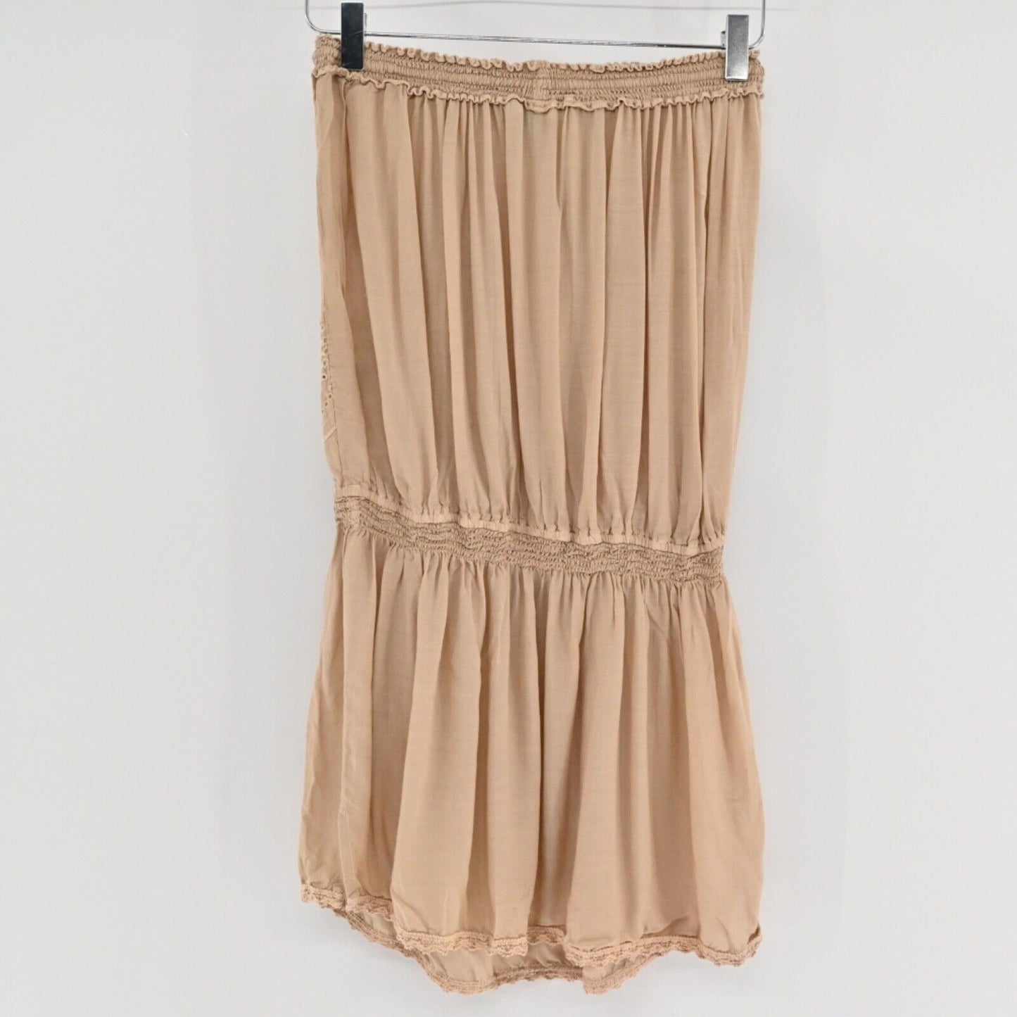 MELISSA ODABASH Dress Womens Size S Fruley Strapless Mini Tan Embroidered Boho