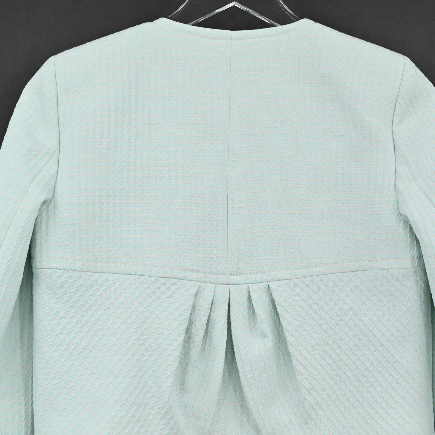 Monica Ricci Womens Textured Blazer Size 4 Light Green Peplum Hem Italy Chic