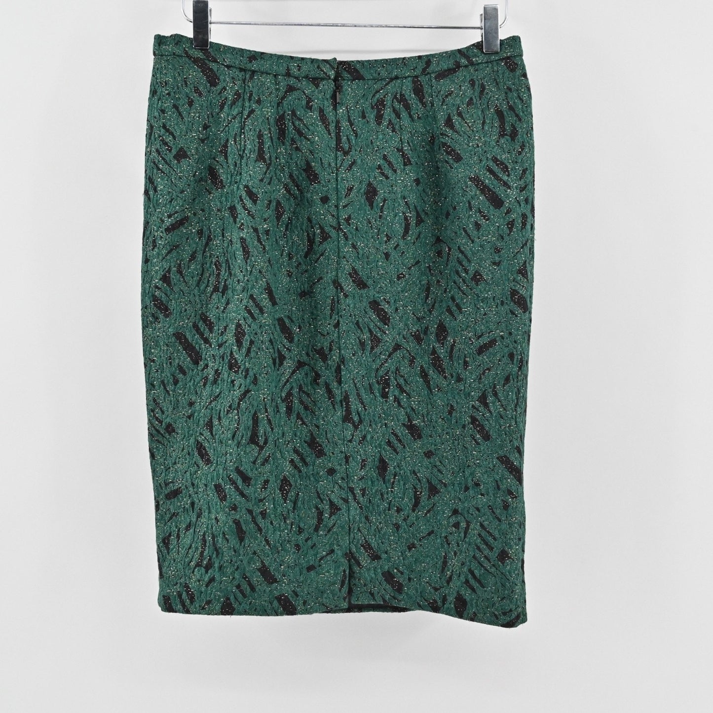 Vtg 80s PARVEEN COUTURIERE Womens Shimmer Jacquard Skirt Suit Sz 12 Green Career