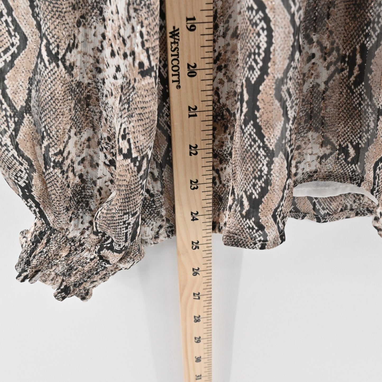 JOIE Smocked Top Womens Size XS Snakeskin Print Mock Neck Chiffon Relaxed Blouse