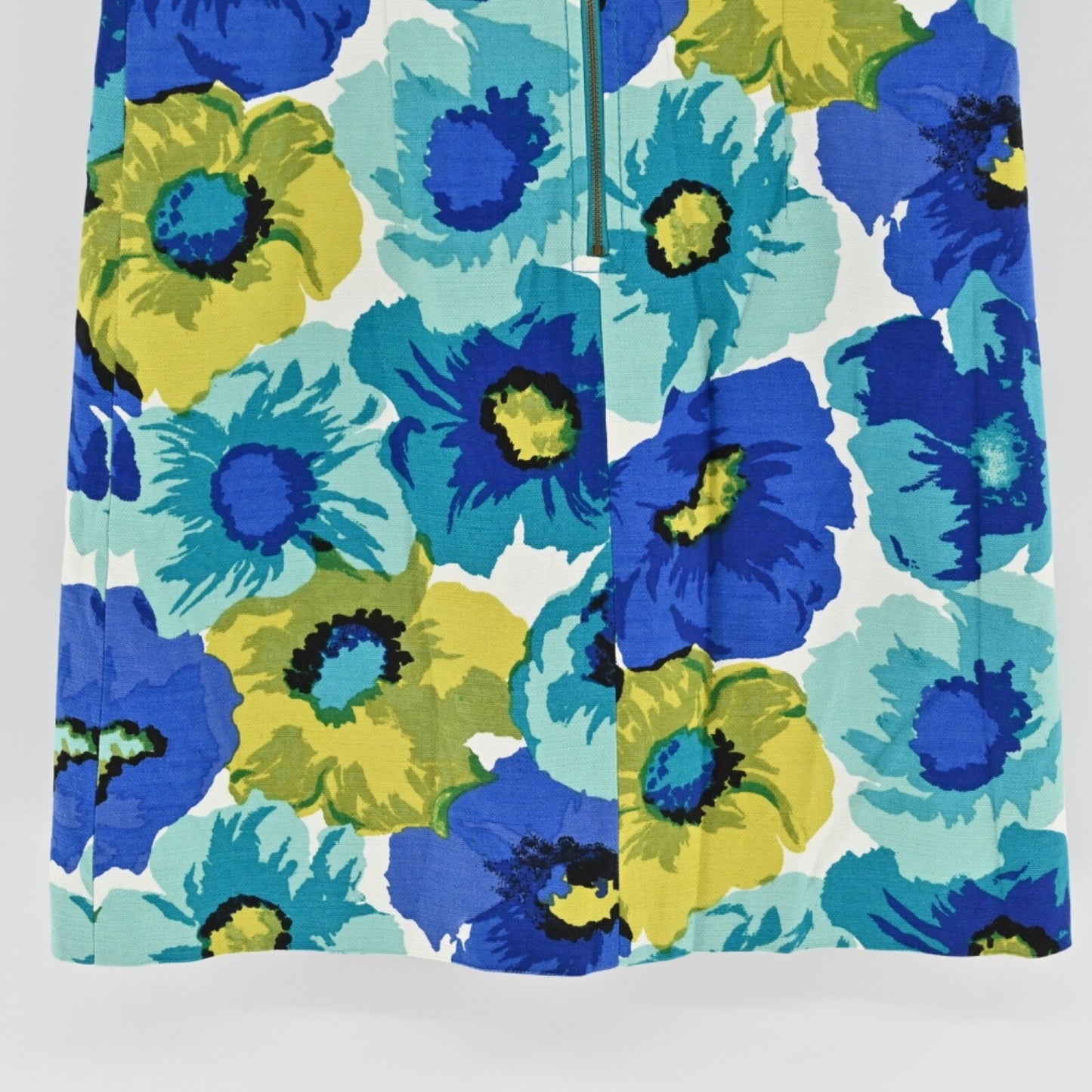 LOFT Floral Shift Dress Size 2 Blue Cotton Preppy Brunch Wedding Guest Church