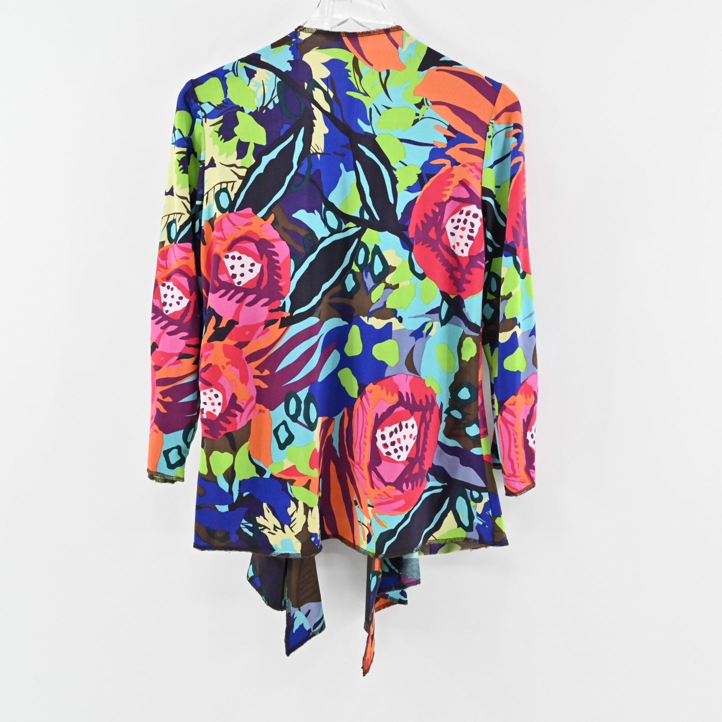 ALBERTO MAKALI Kimono Womens Size S Multicolor Floral Waterfall Open Front