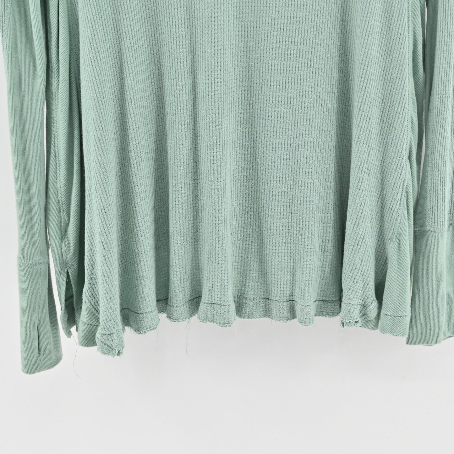 Free People Womens Malibu Waffle Thermal Top Size M Mint Seafoam We The Free