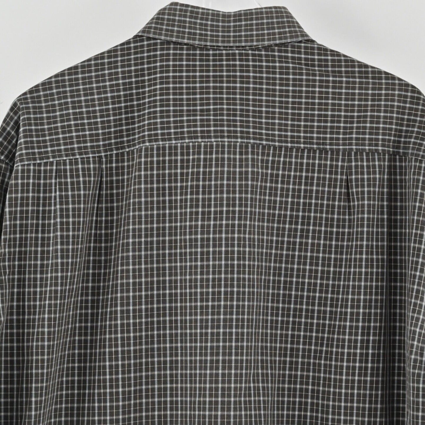 Vtg ERMENEGILDO ZEGNA Dress Shirt Mens Sz XL Black Plaid Button Down Cotton 90s