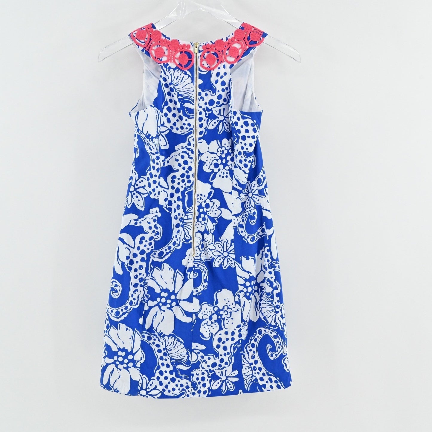 Lilly Pulitzer Augusta Cotton Shift Dress Size 00 Blue Quahog Chowdah Seahorse