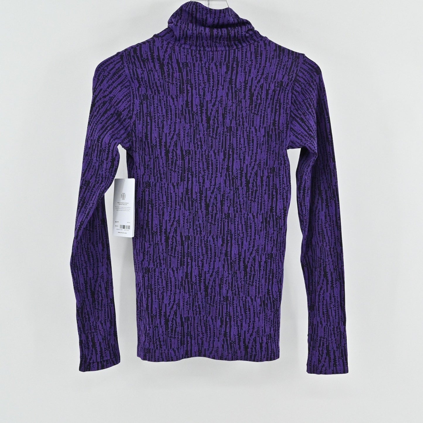 Athleta Flurry Elemental Turtleneck Top Womens XS Purple Black Warm Long Sleeve