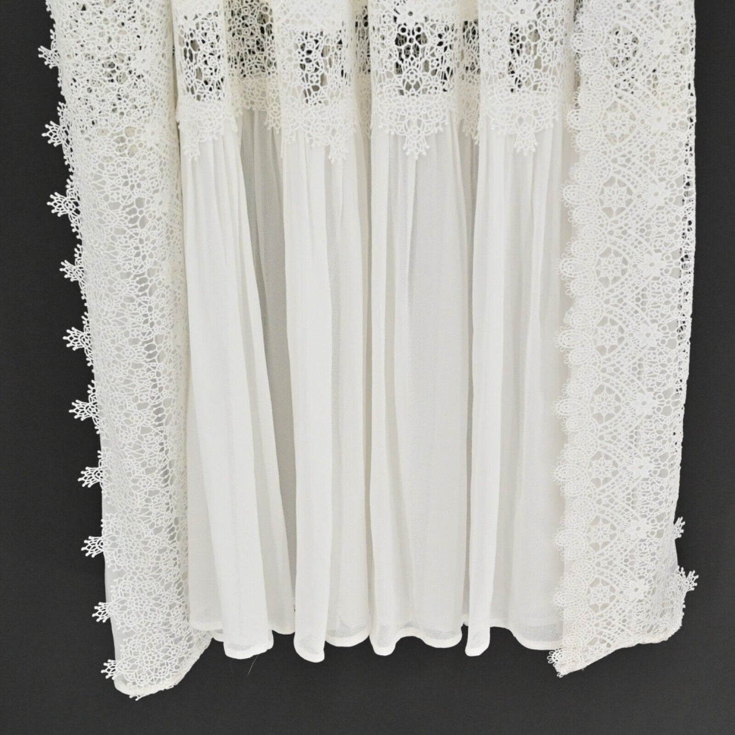 SUNDANCE Dress Womens Size 10 Ivory Floral Lace Ruffle Flutter Sleeve Maxi NEW