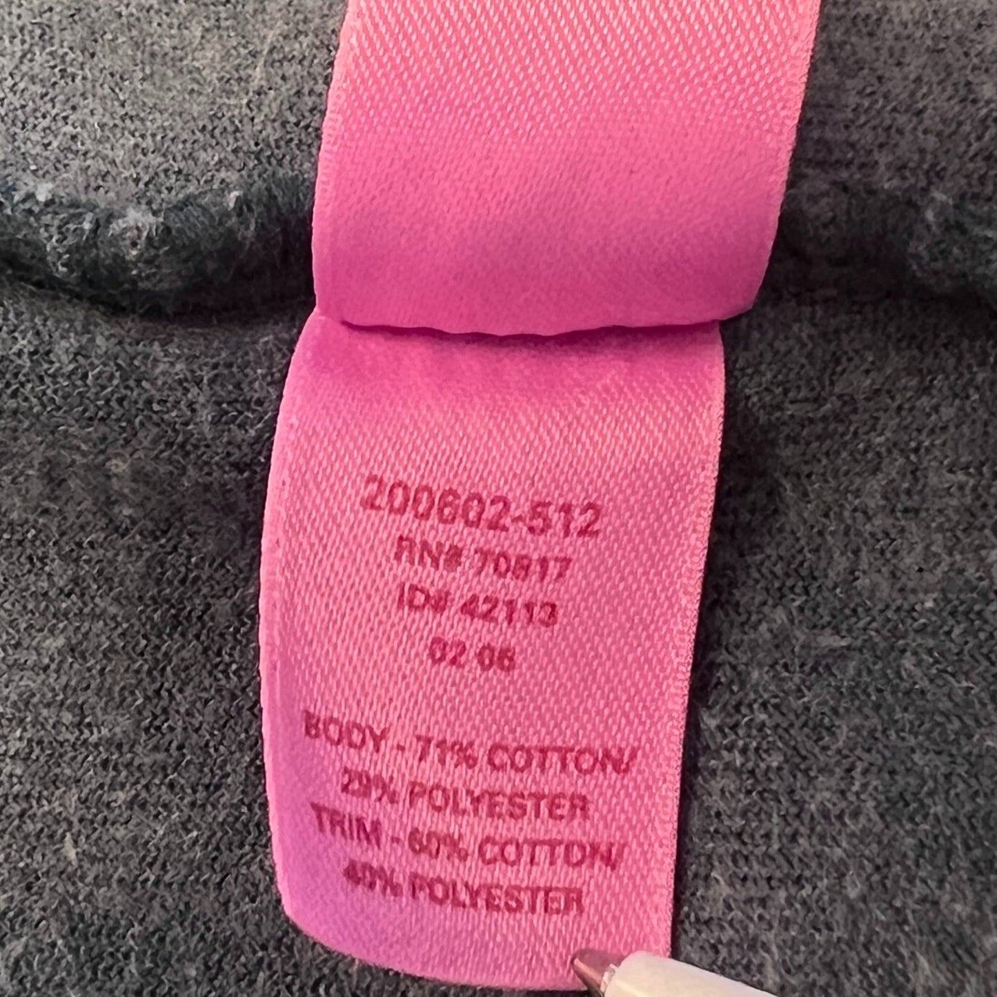 PINK Victorias Secret Womens Velour Hoodie Sz S Slate Embroidered Sorority Zip