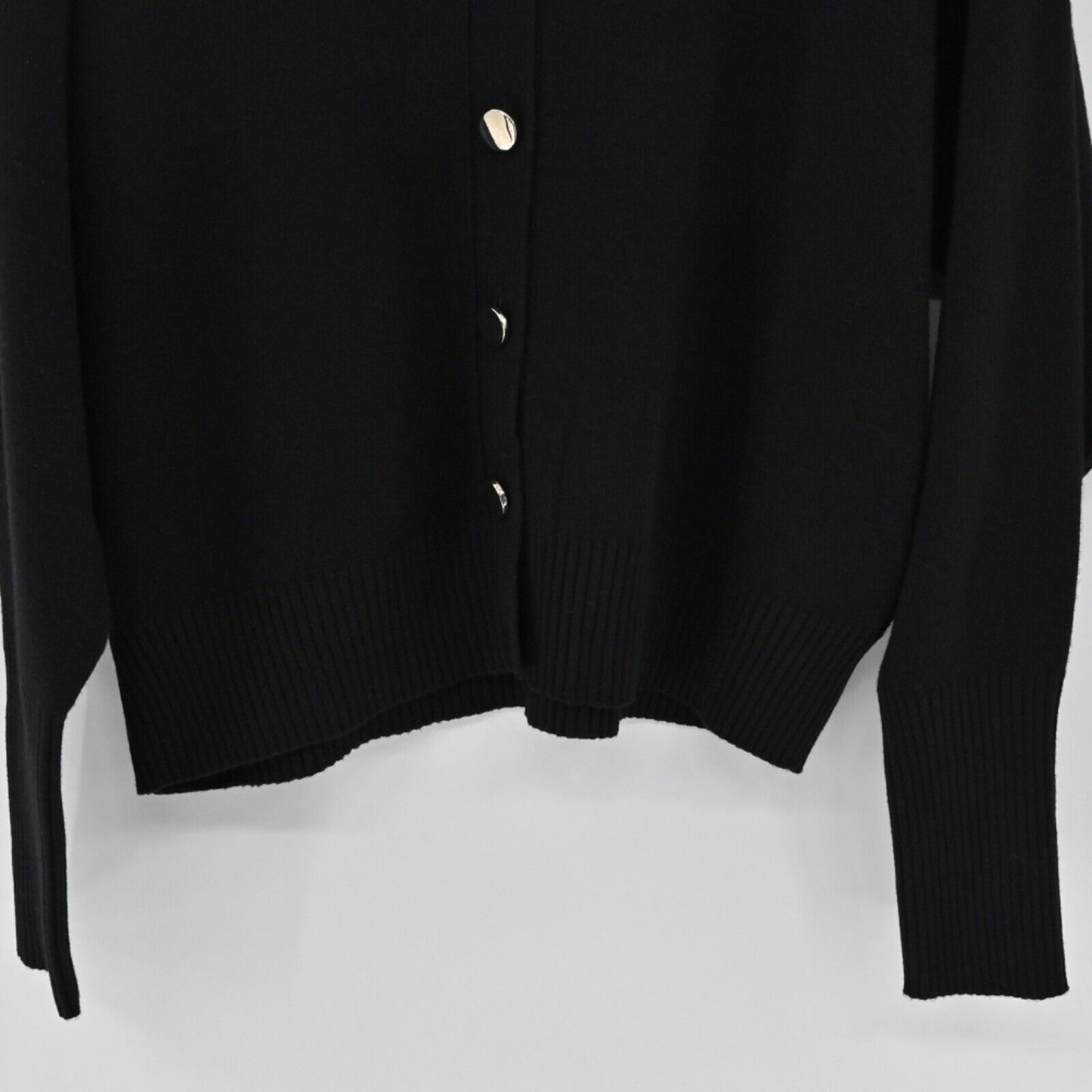 ZARA Cardigan Womens Sz M Black Exaggerated Collar Button Minimalist Retro Chic
