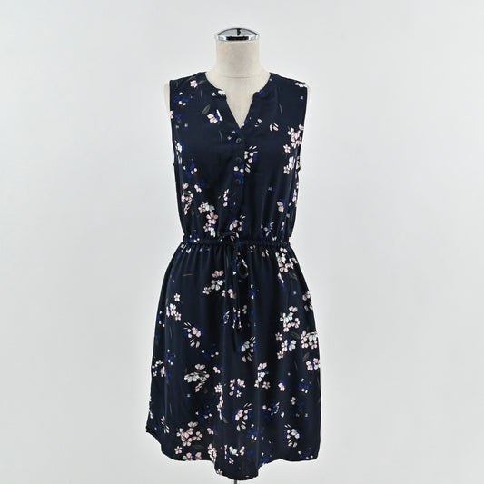 41 Hawthorn Womens Sleeveless Floral Mini Dress Size S Navy Pink Drawstring NEW