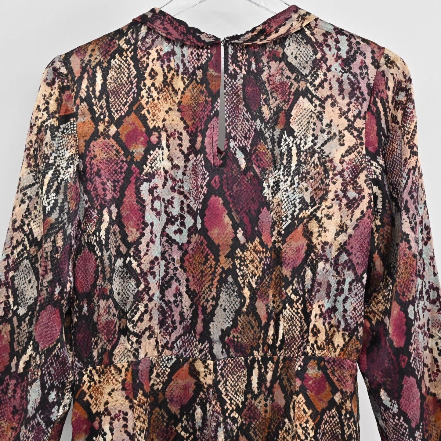 REBECCA TAYLOR Dress Womens Size 6 Silk Met Python Snake Print Purple Mob Wife