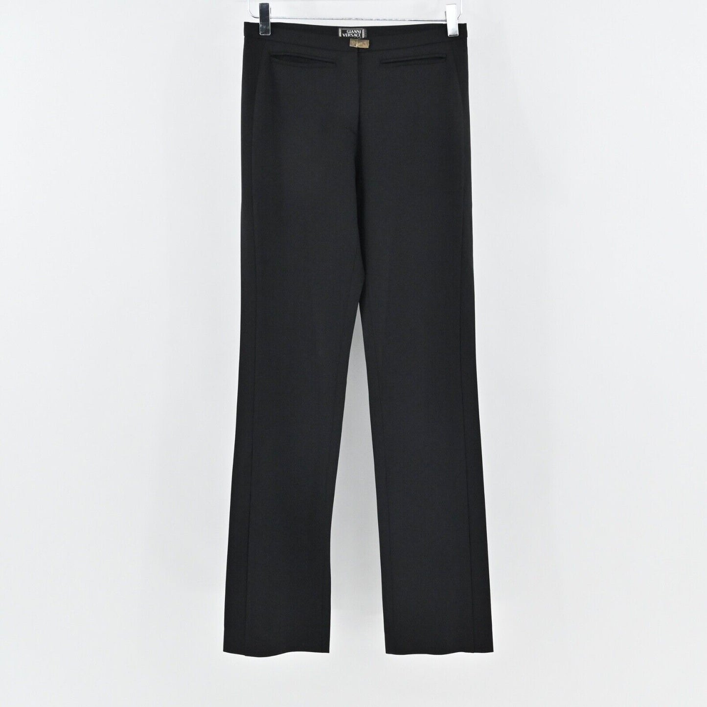 Vtg GIANNI VERSACE Pants Womens Sz 6 Black Wool Blend Mid Rise Straight Leg 80s