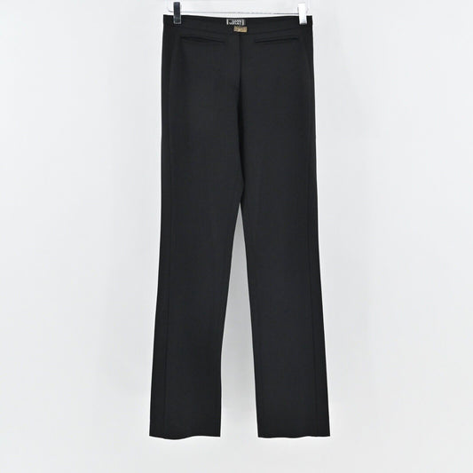 Vtg GIANNI VERSACE Pants Womens Sz 6 Black Wool Blend Mid Rise Straight Leg 80s
