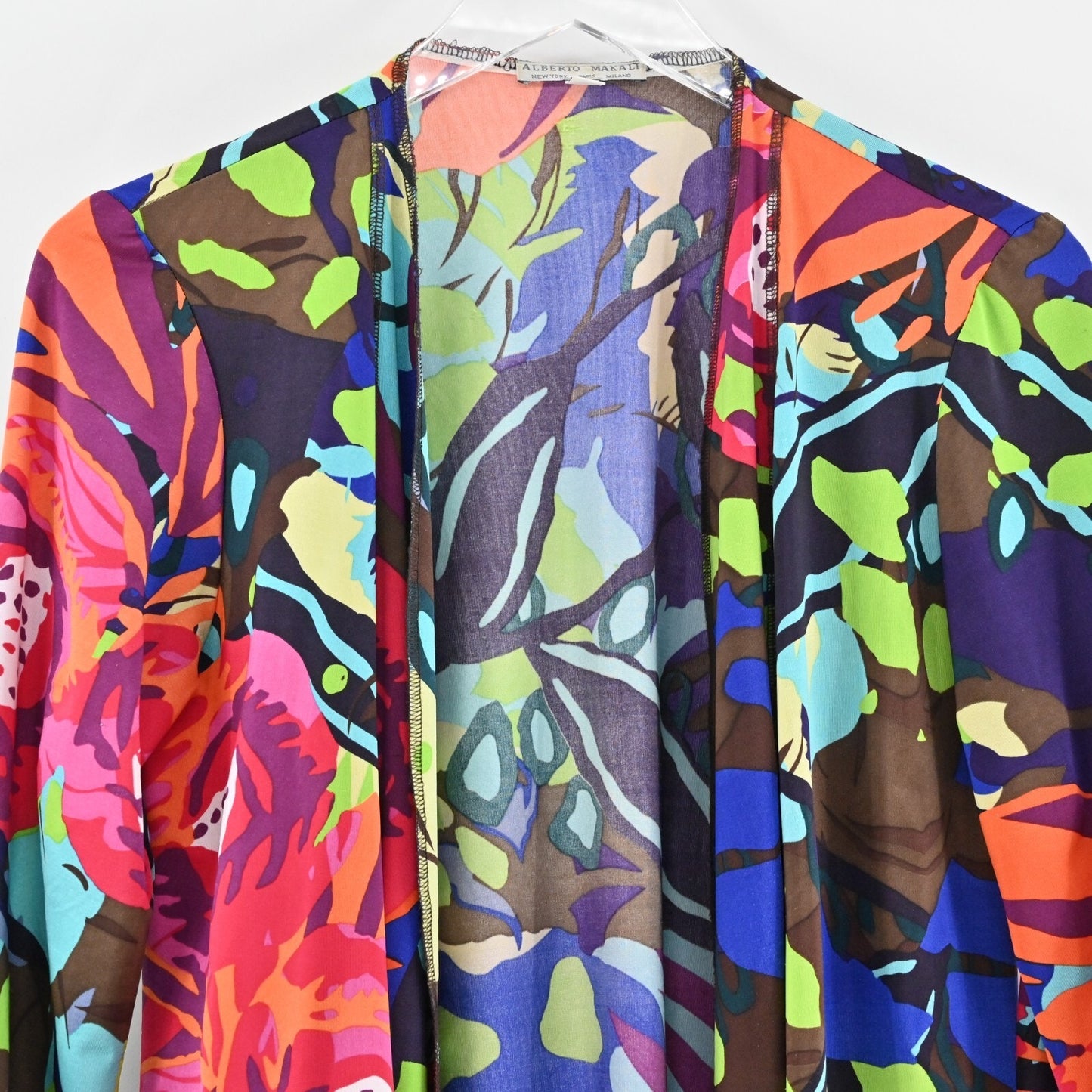 ALBERTO MAKALI Kimono Womens Size S Multicolor Floral Waterfall Open Front