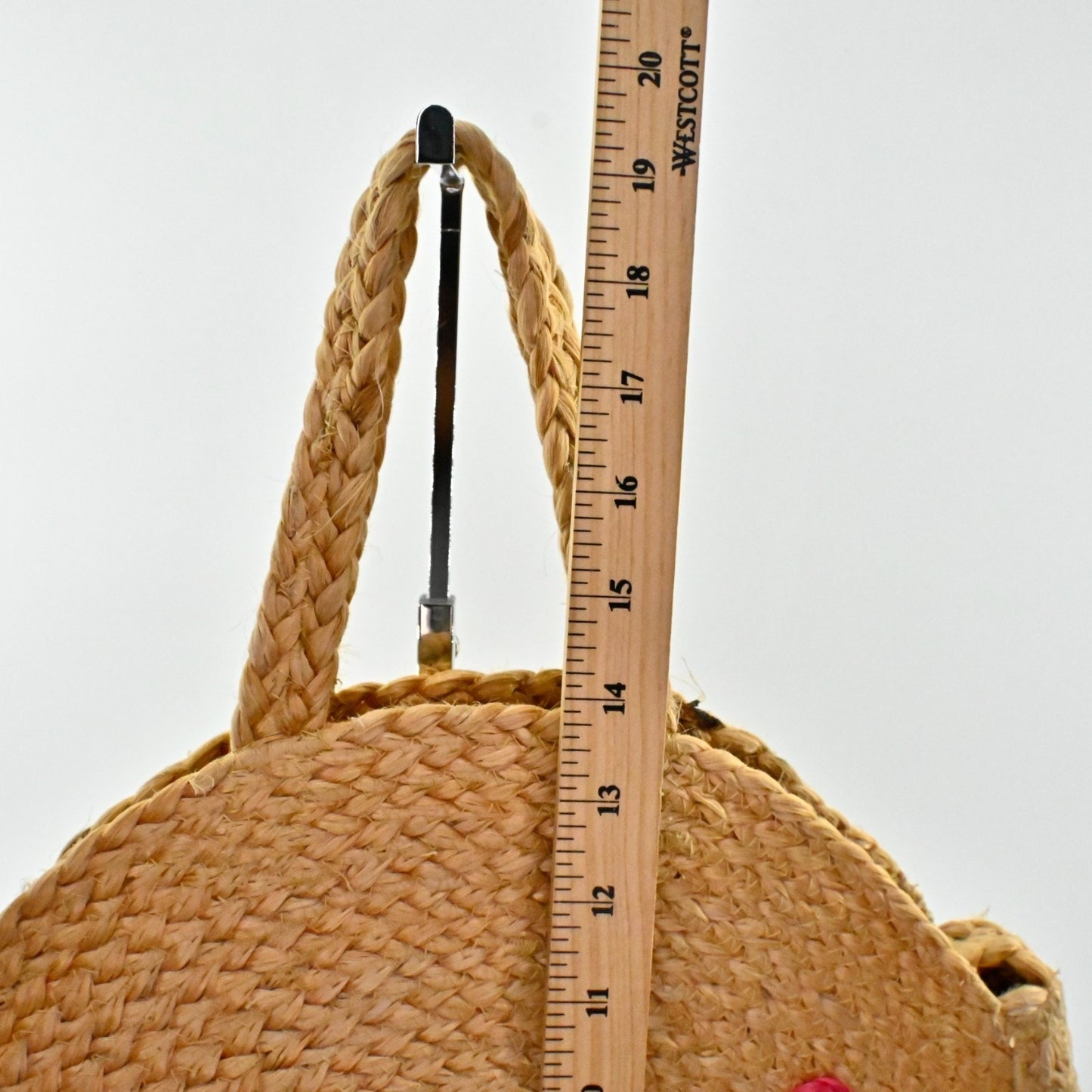 Shiraleah Natural Woven Jute Bag Pink Escape Vacation Beach Casual Circle Tote
