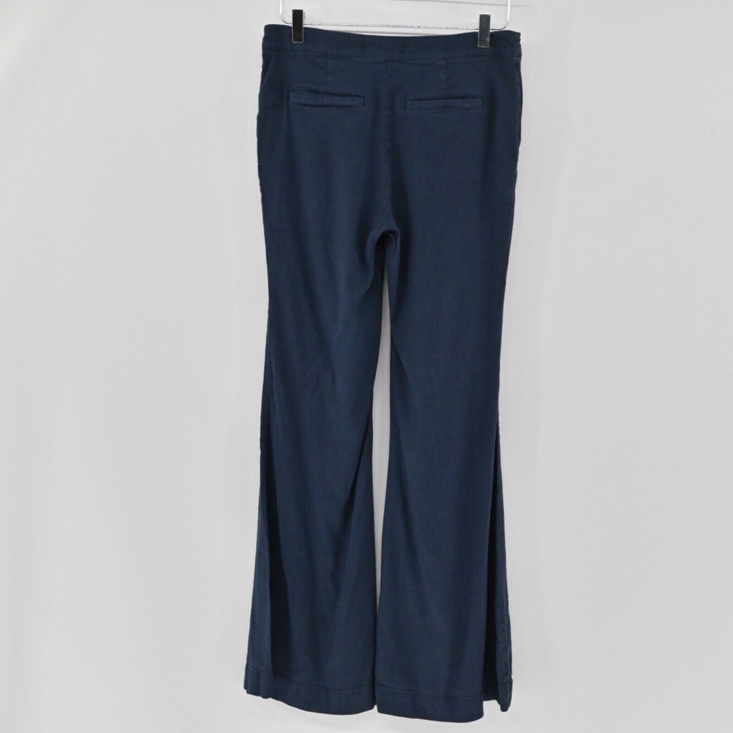 ANTHROPOLOGIE Pants Womens Size 4 Navy Blue Linen Blend Low Rise Flare Wide Leg