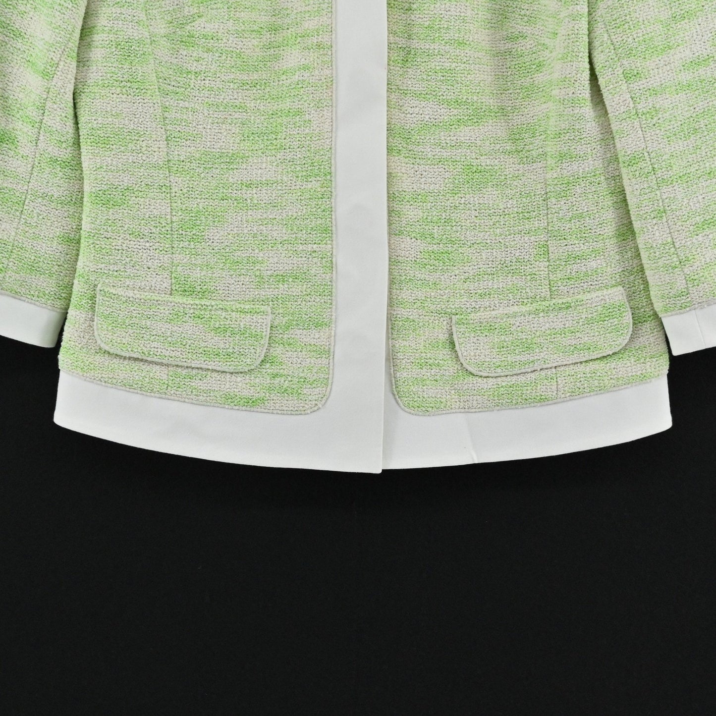 Lafayette 148 Womens Tweed Blazer Size 8 Green Luxury Textured Collarless Jacket