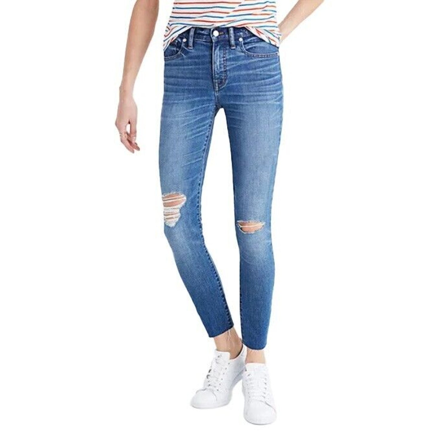 MADEWELL 9 High Rise Skinny Jeans Womens Size 27 Crop Stretch High Distressed