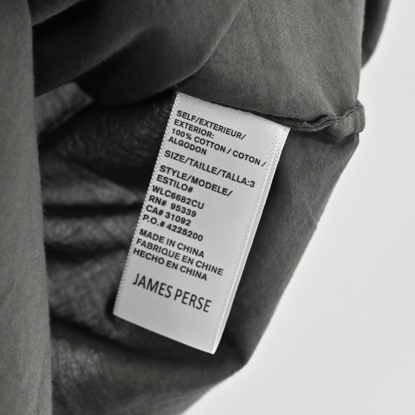 James Perse Gray Shirt Dress Size L Long Sleeve Mandarin Collar Button Lagenlook