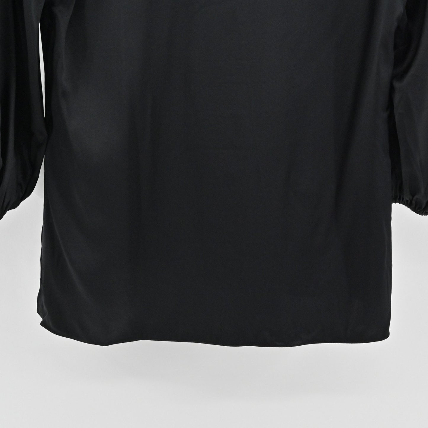 Theory Womens Stretch Satin Volume Sleeve Top Size S Black Silk Minimalist Glam