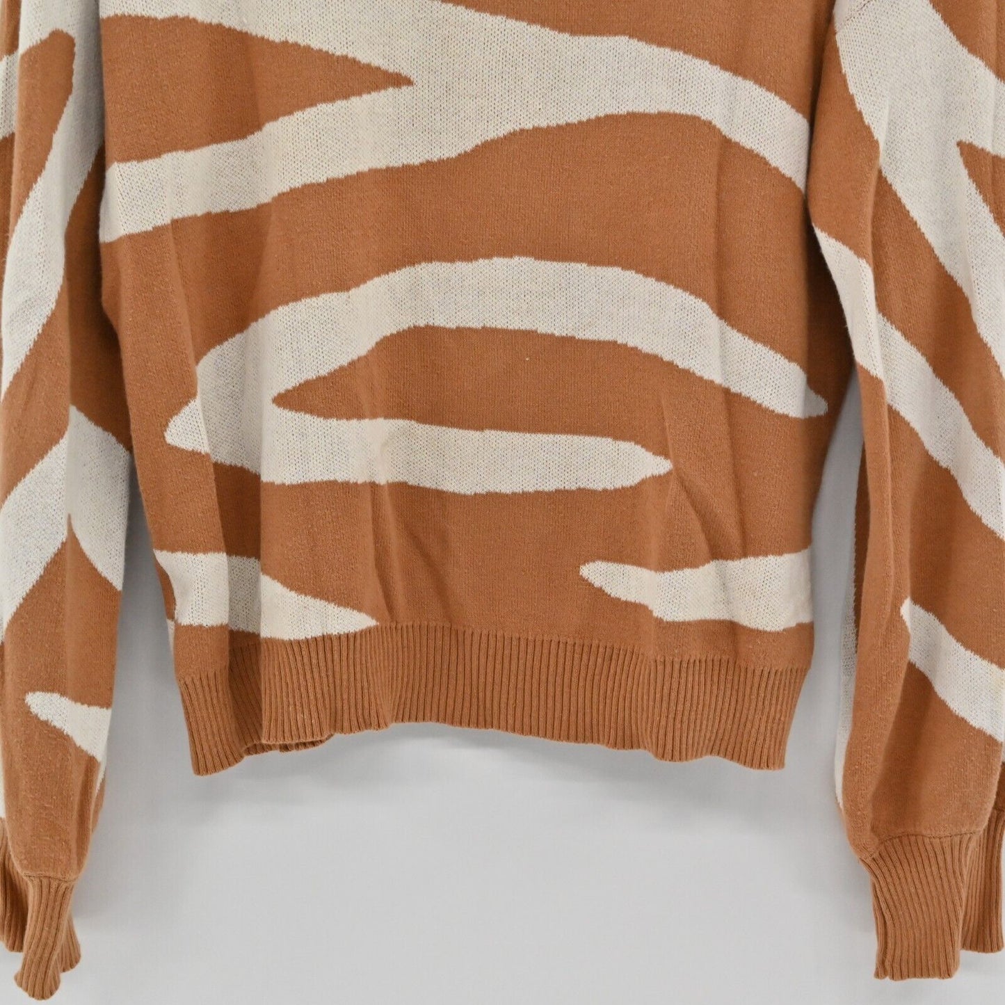 AMOUR VERT Sweater Womens Size S Zebra Print Adelola Crewneck Long Sleeve Knit