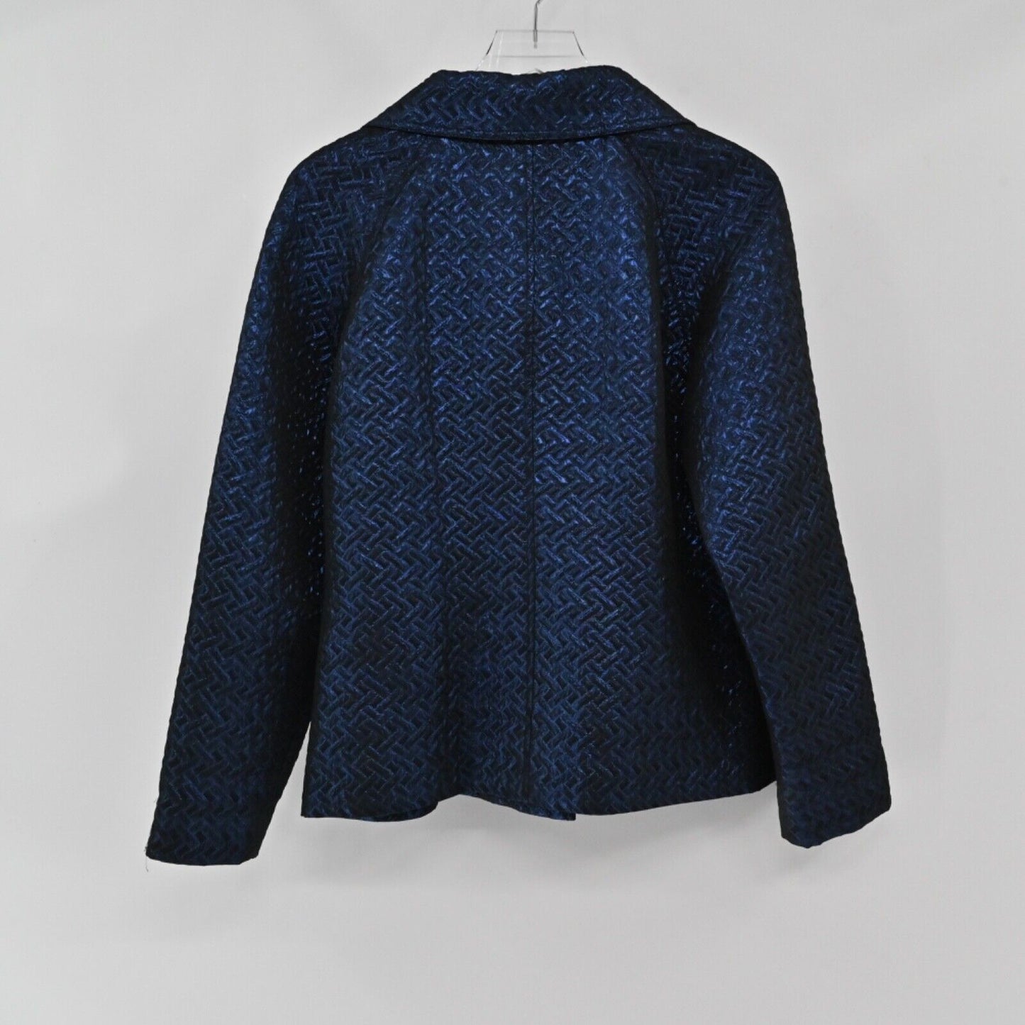 JONES NEW YORK Jacket Womens Sz S Blue Metallic Quilted Herringbone Button Front