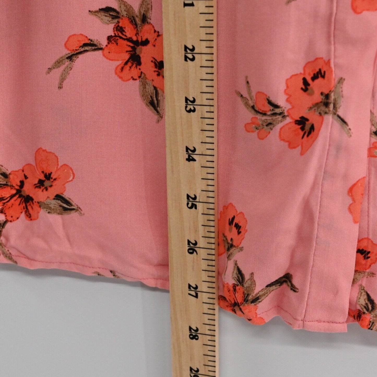 PERLAVERA Top Womens Size S Pink Floral 3/4 Sleeve Button Up Preppy Boho Office
