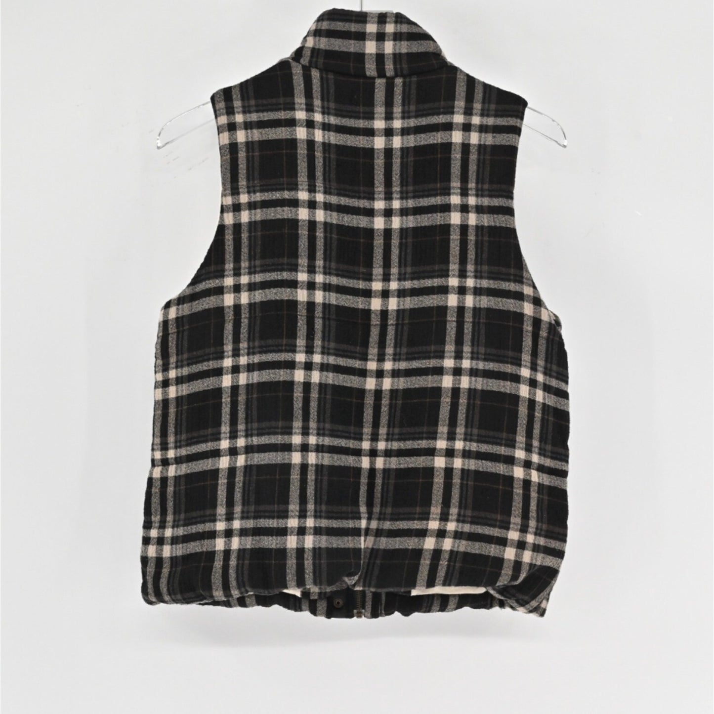 Anthropologie HEI HEI Womens Quincy Vest Size S Black Plaid Flannel Gorpcore