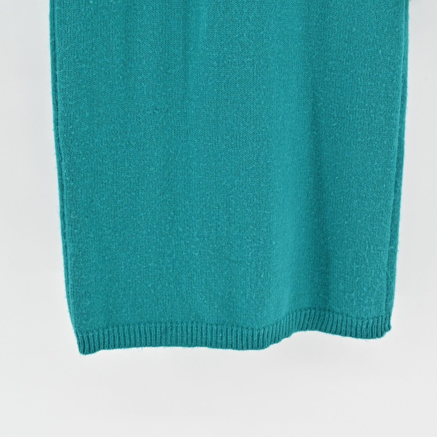 Vtg JOHN RICHARD Sweater Dress Angora Hair Sz M Knit Zig Zag Lightning Teal 80s