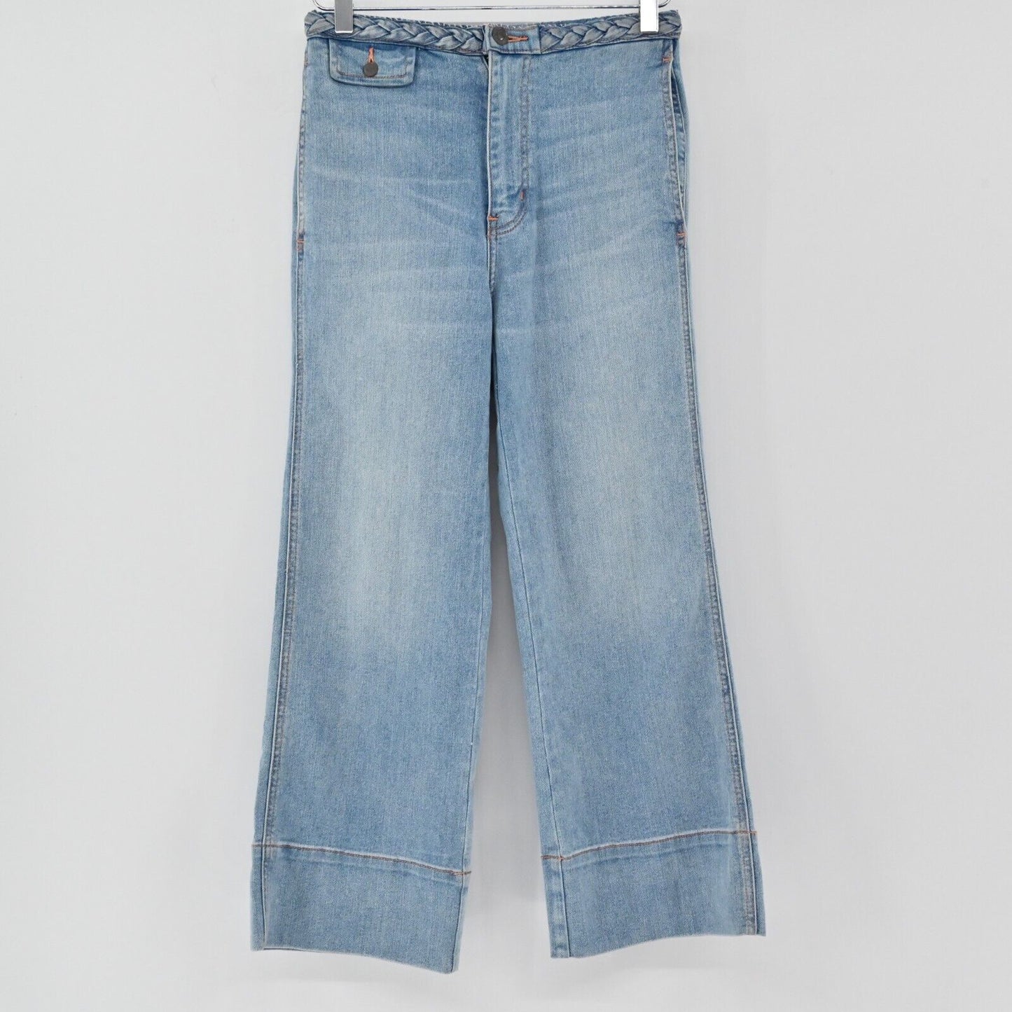 CURRENT ELLIOTT Jeans Womens 8 Braided High Waisted Cropped Blue Denim Western