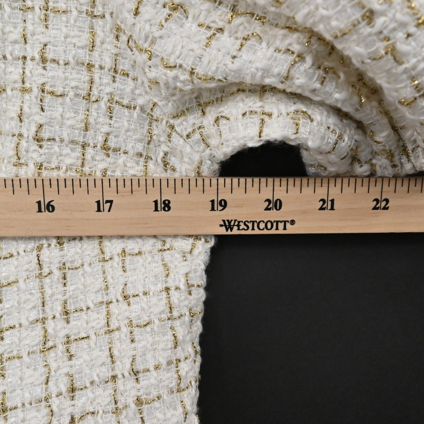 Simply Southern Tweed Puff Sleeve Dress Size M Square Neck Tiered Ivory Gold NEW