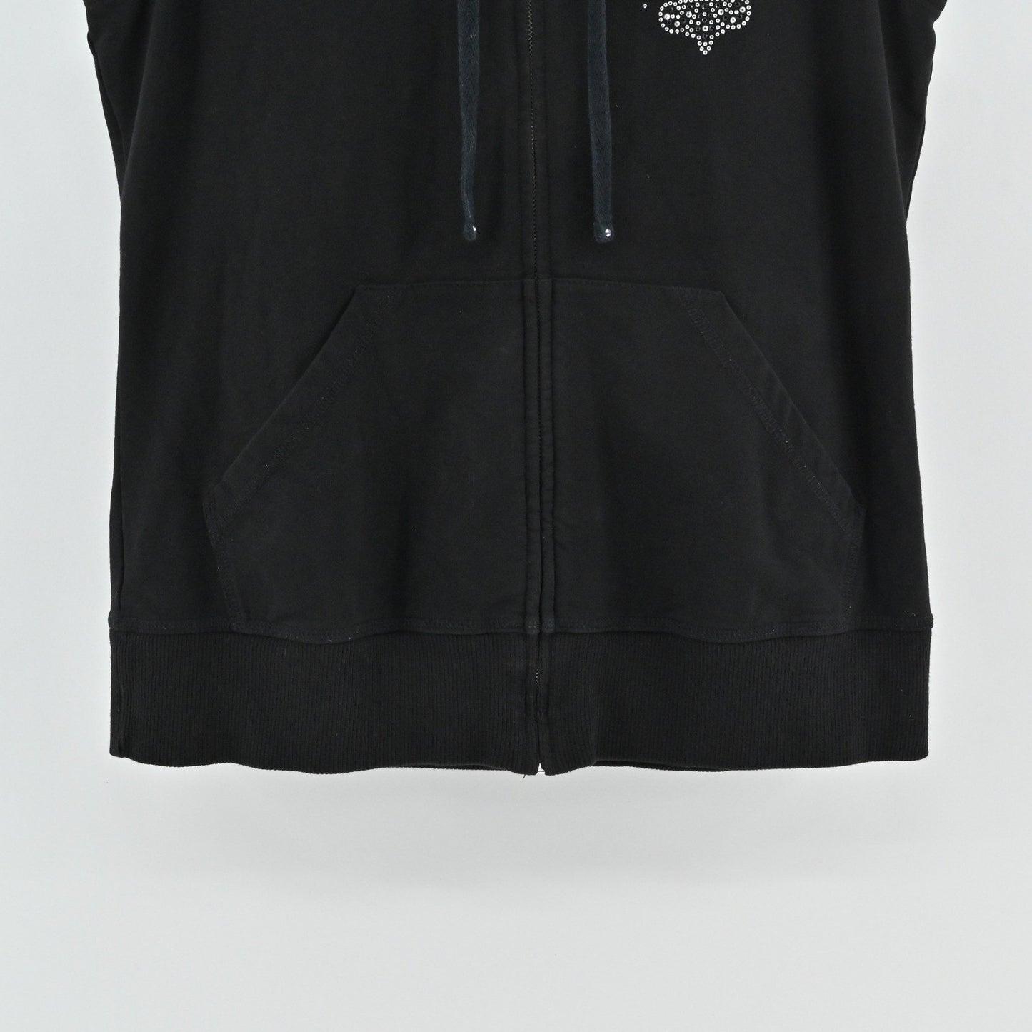 Vtg Christine Alexander Womens Rhinestone Hoodie Size M Fleur de Lis Sleeveless