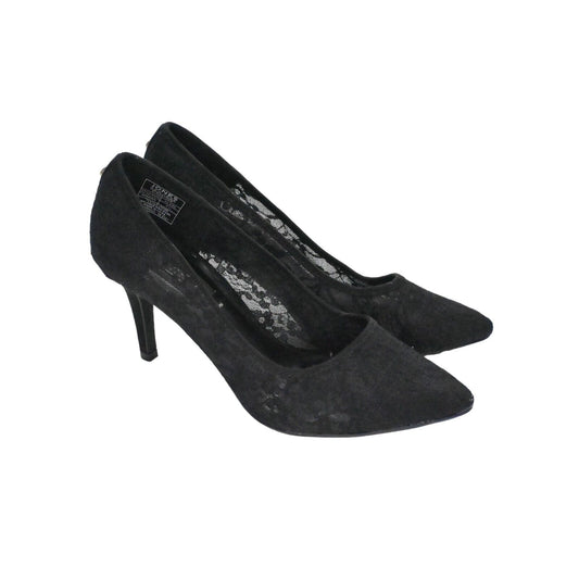 Vtg JONES NEW YORK Womens Sz 5.5 Black Floral Lace Pointed Toe Berdina Stiletto