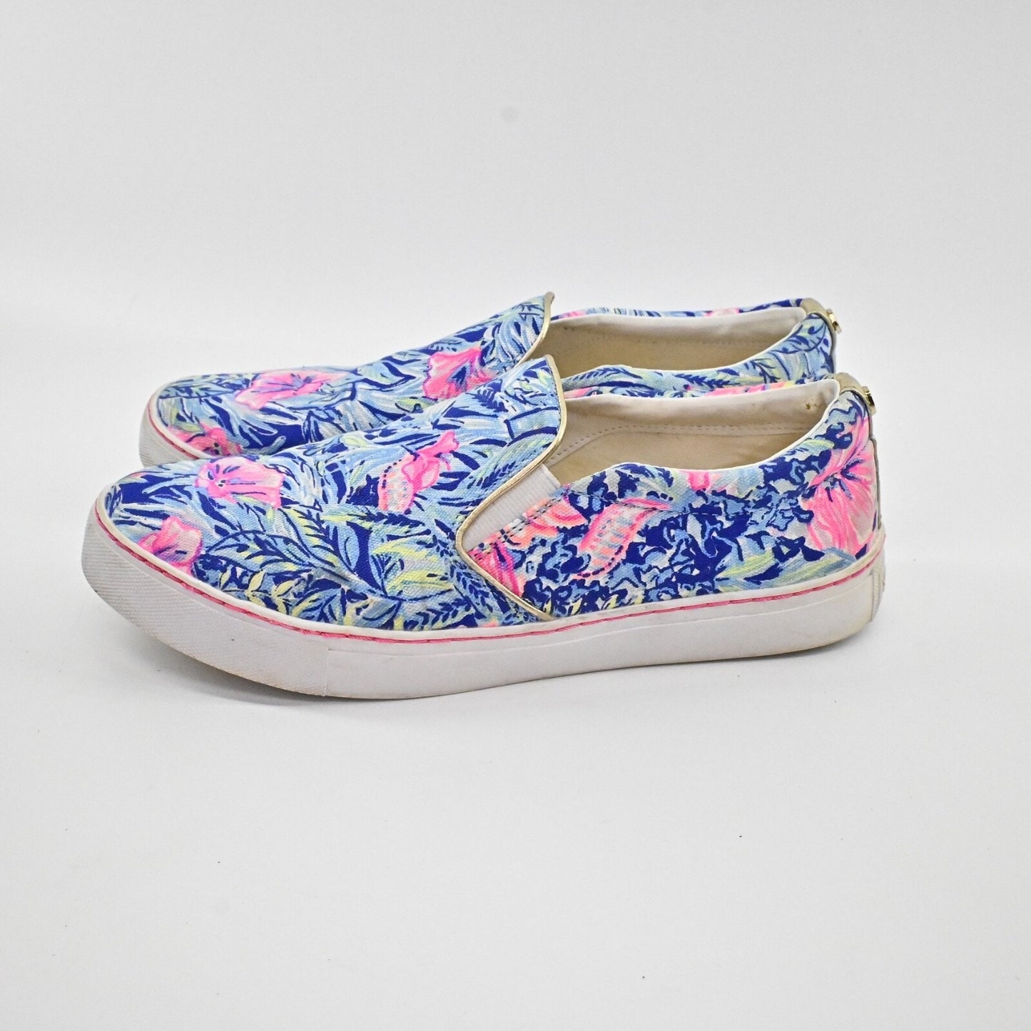LILLY PULITZER Womens Julie Sneaker Size 9 Blue Lapis Bloom Print Slip On Preppy