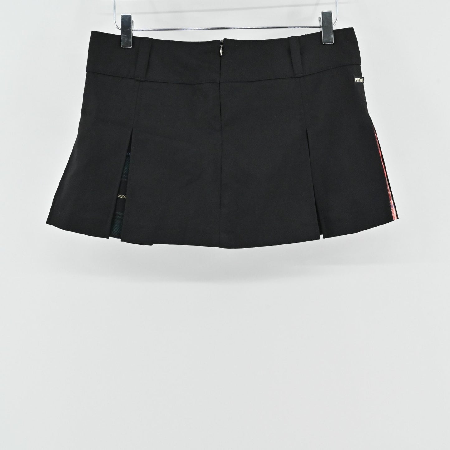 Vtg Y2k Killah by Miss Sixty Pleated Mini Skirt Size L Black Chain Low Rise Edgy