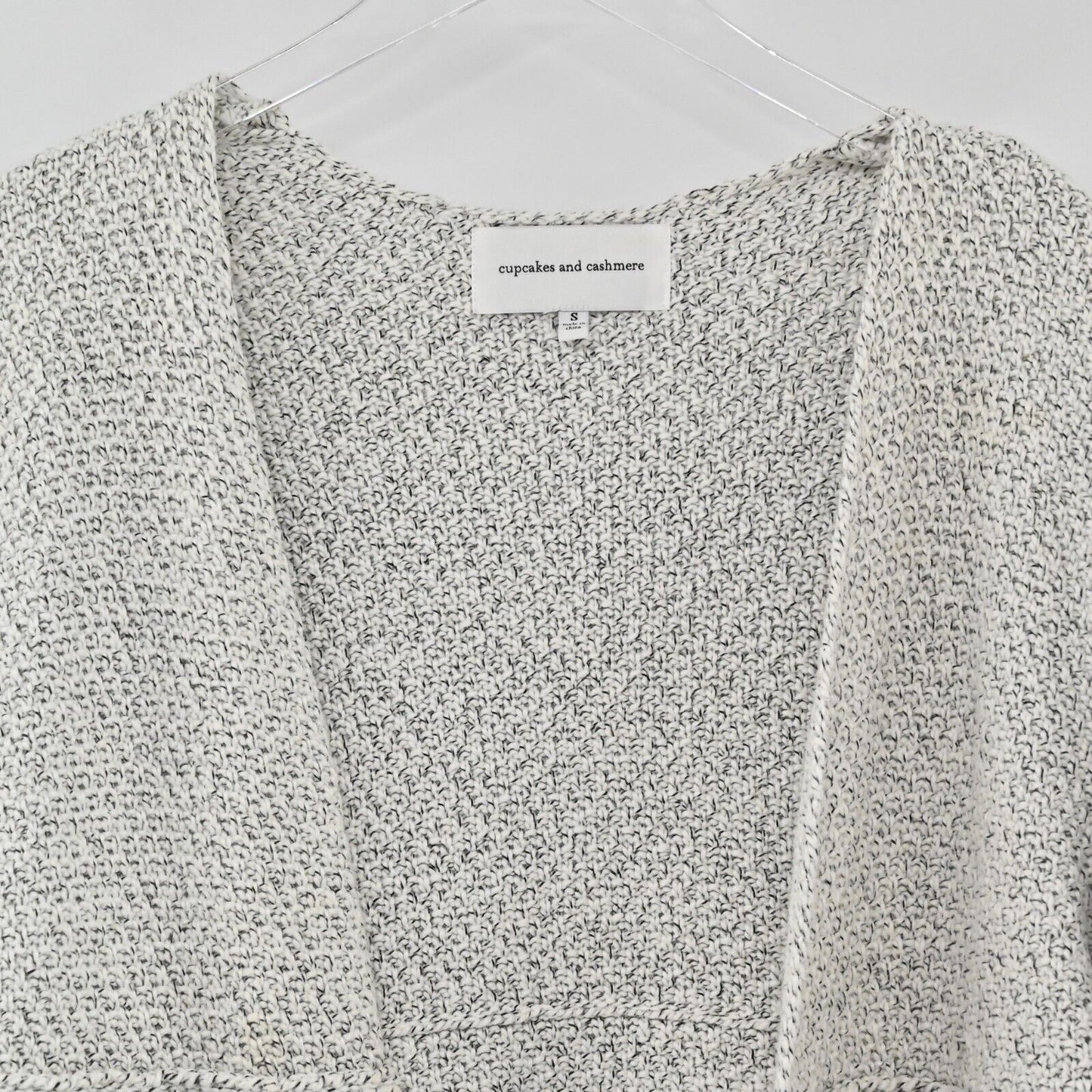 CUPCAKES CASHMERE Sweater Womens Sz S Calypso Fringe Knit Open Cardigan Boho