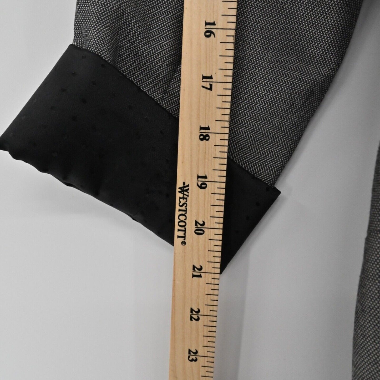 WHBM Blazer Womens Sz M Gray Black Ruffle Front Flip Cuff Retro Office Career