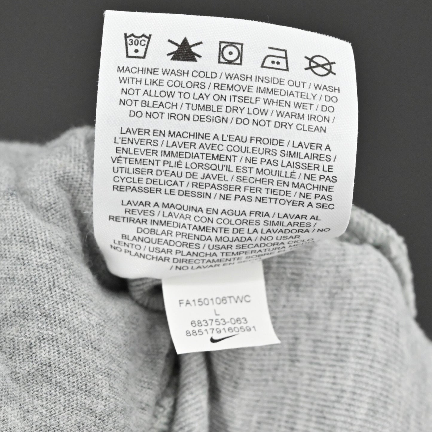 NIKE Womens Advance 15 FZ Hoodie Sz L Activewear Gray Asymmetric Full Zip Jacket